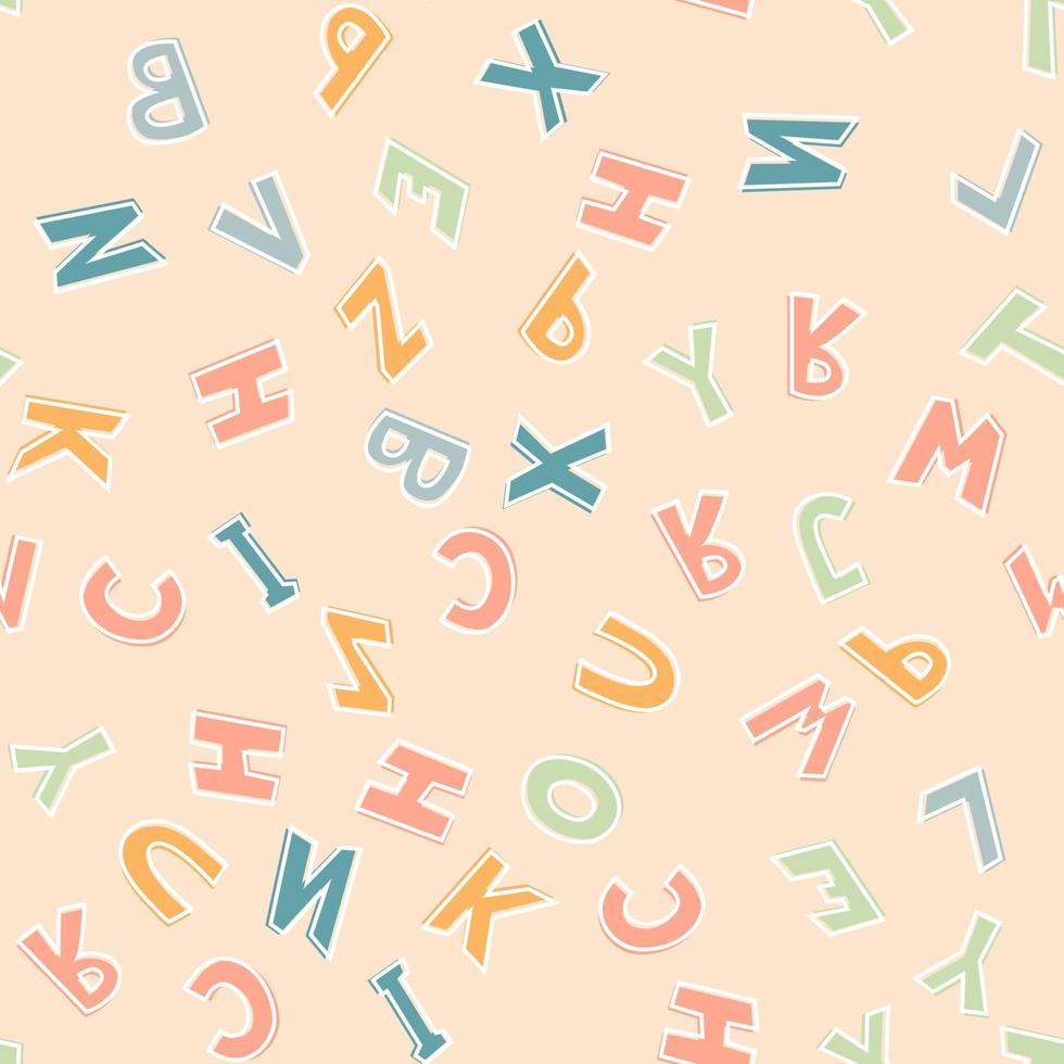 Vector illustration. Seamless pattern of colorful English letters