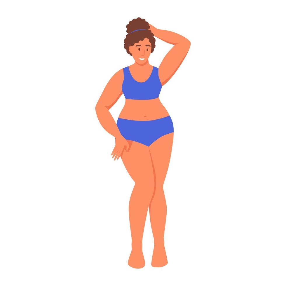 Curvy woman. Plus size girl. The concept of body positivity vector