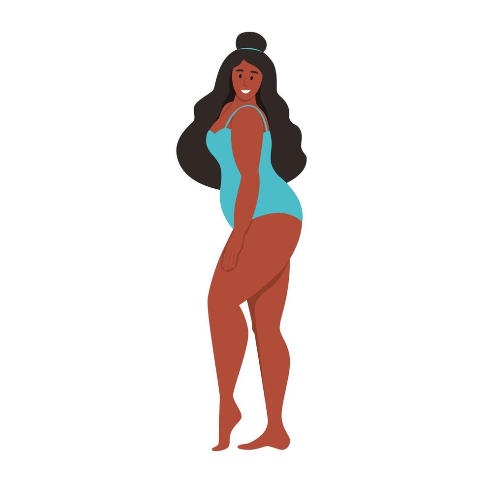 mujer con curvas. chica de talla grande. vector