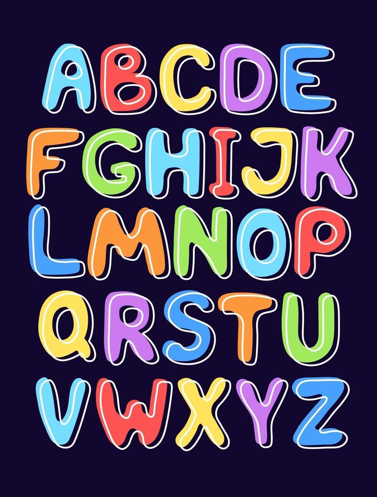 Colorful Handwritten Abc Alphabet Letters Vector Illustration Stock Vector  - Illustration of text, vector: 204456192