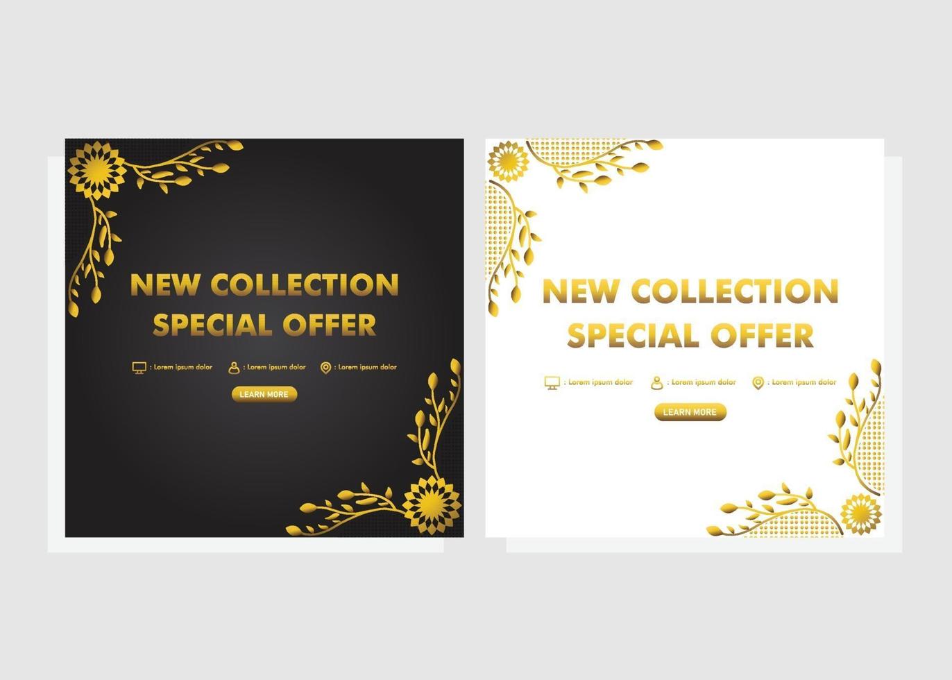 luxurious gold floral social media post template. vector