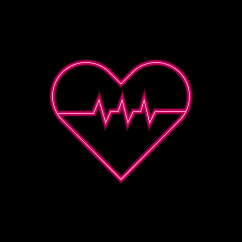 Red Heart beat neon vector icon