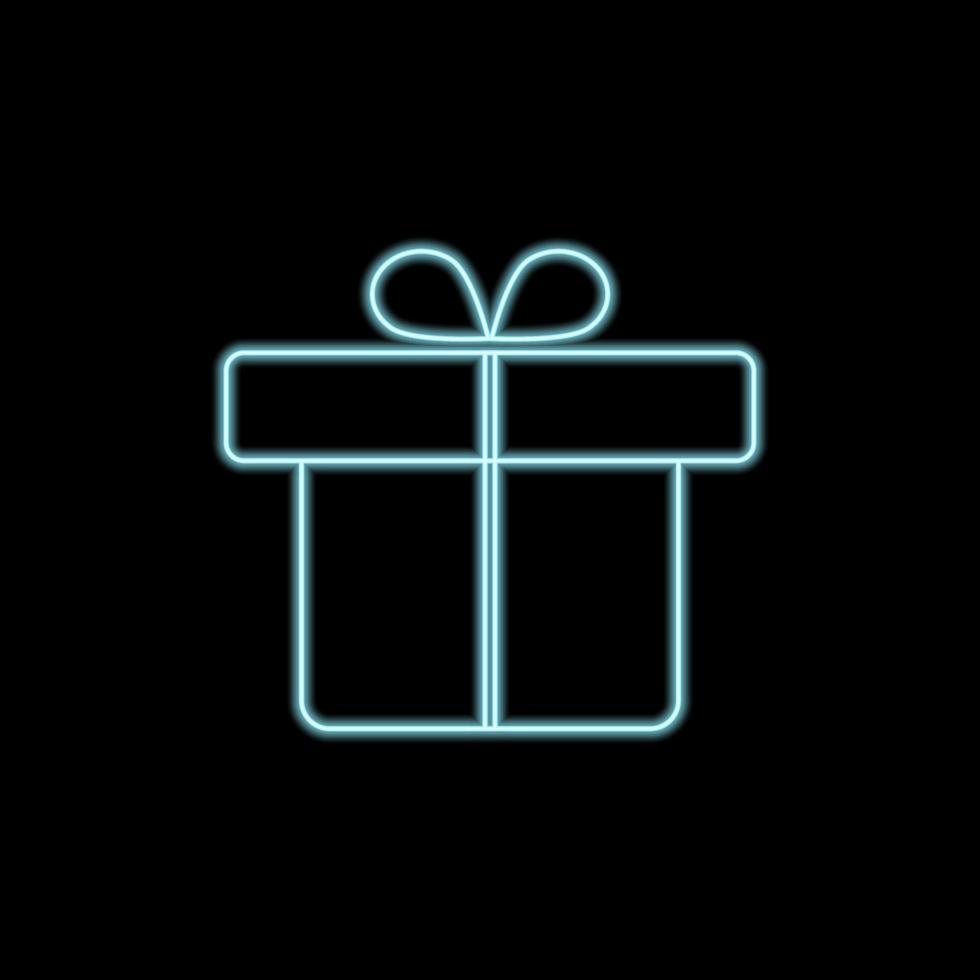Neon Gift Box Present Flat Style vector