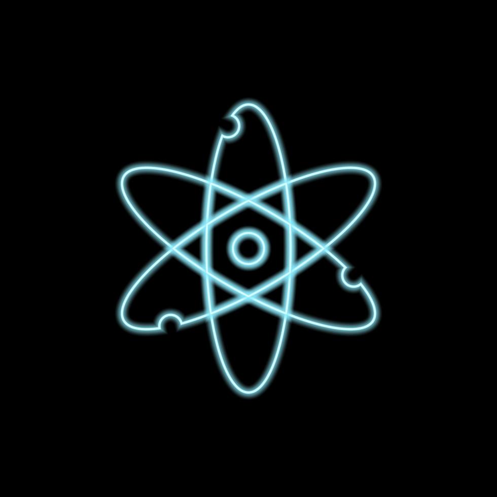 Neon Atom icon isolated. Symbol of science vector
