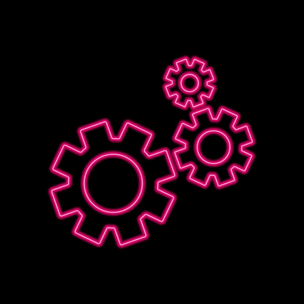 Red Gear Icon Neon Light. Settings sign. vector