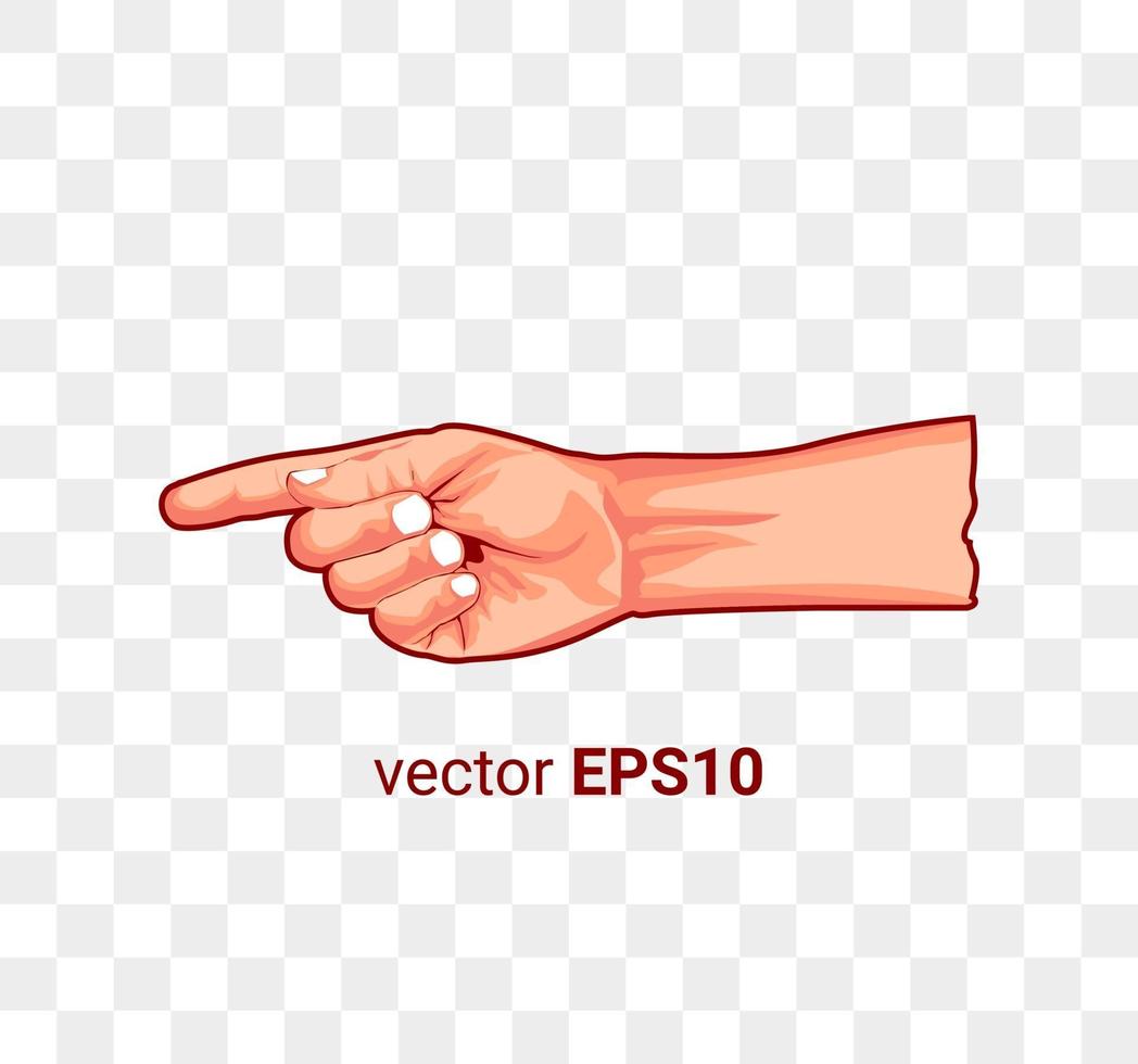 Ilustración de imagen de una mano apuntando vector eps 10