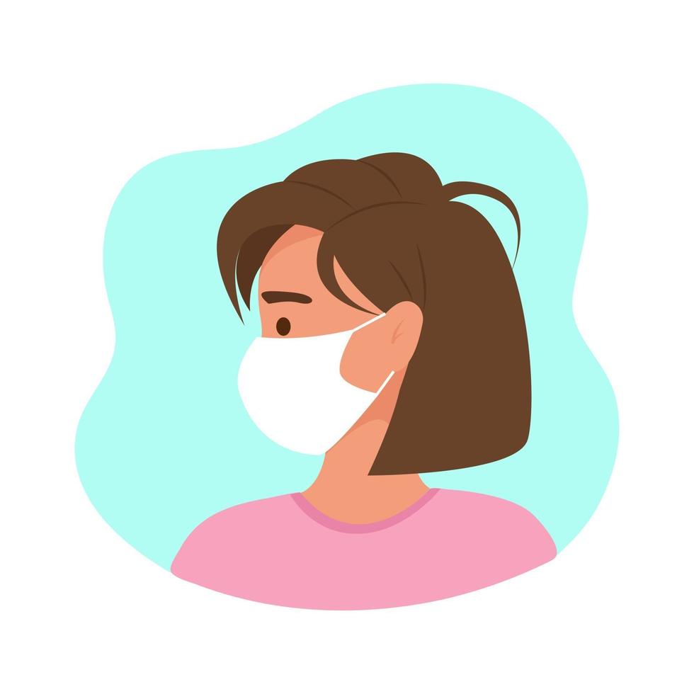 Profile of a woman in a protective medical mask vector