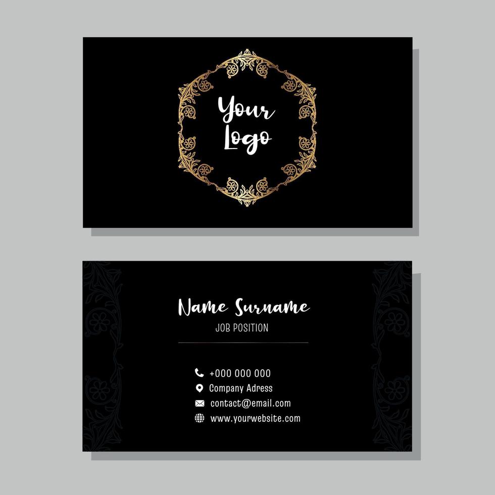 Elegant business card with golden abstract design vector