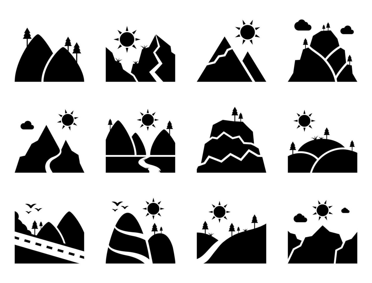 Mountain icon set - vector illustration .