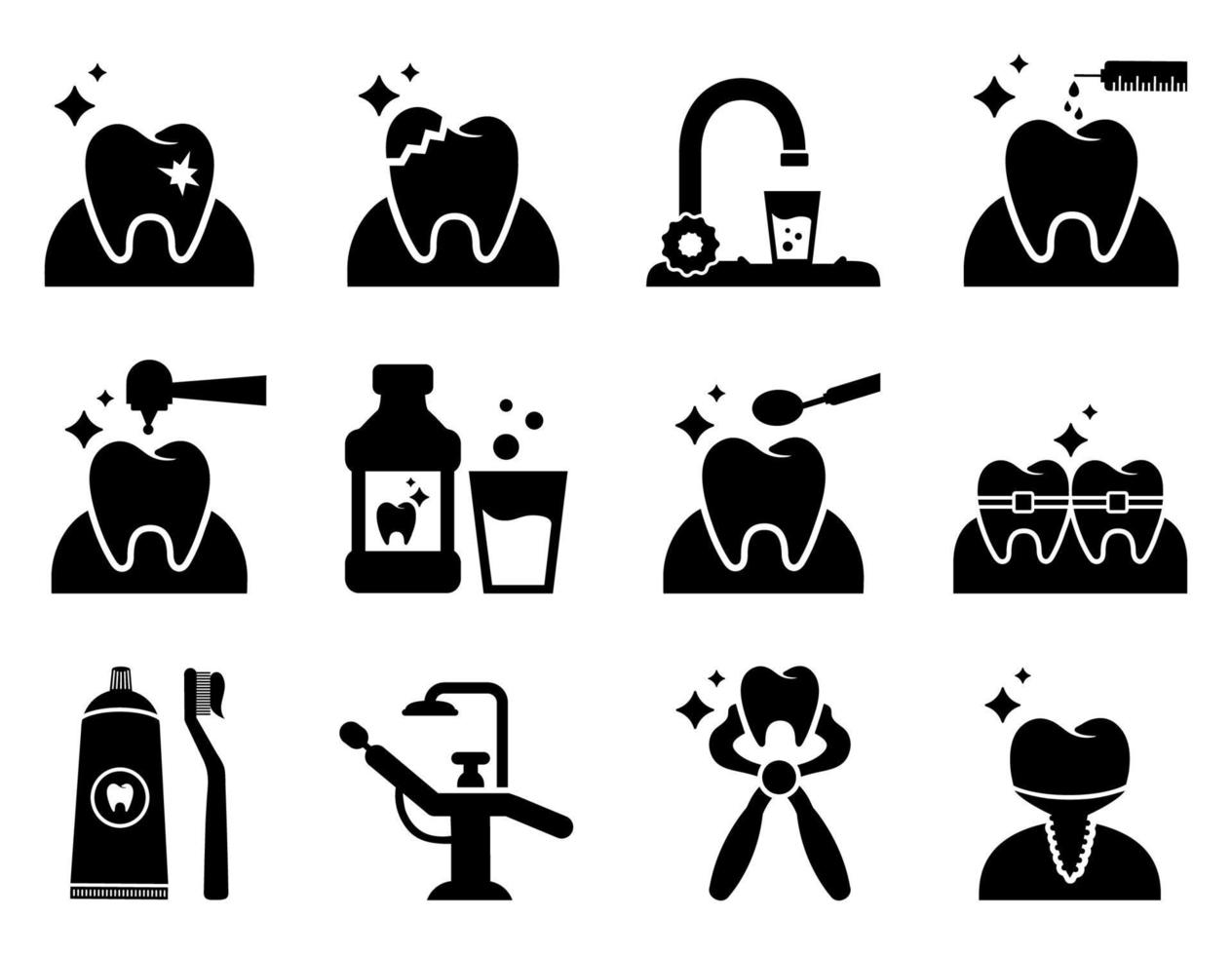 conjunto de iconos dentales - ilustración vectorial. vector