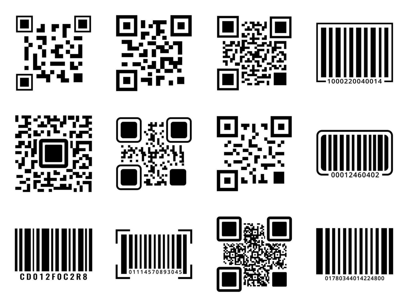 qr code icon set - vector illustration .