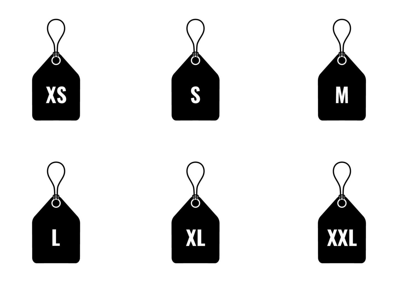 Clothing size price tag icon set - vector illustration .