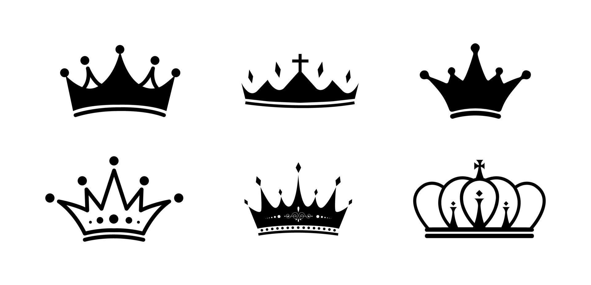 crown icon set - vector illustration .