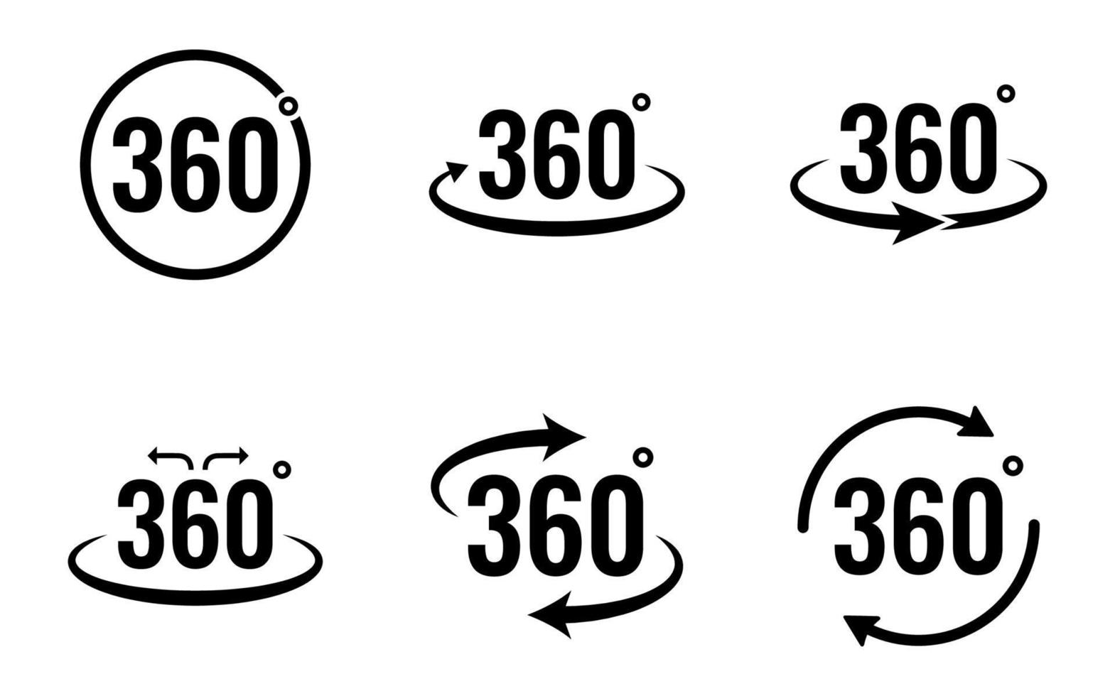 Conjunto de iconos de vista de 360 grados - ilustración vectorial. vector