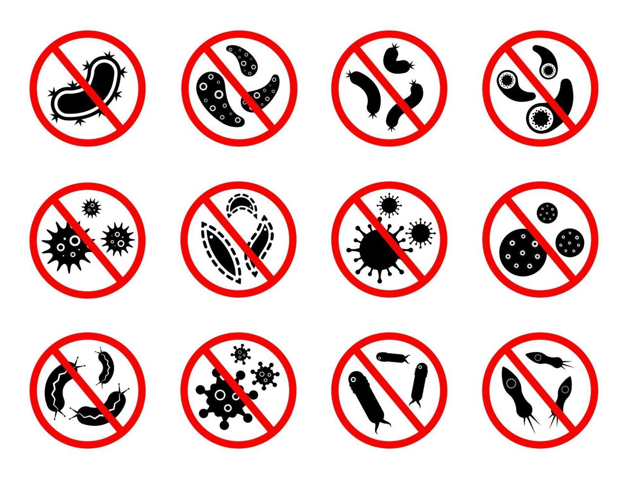 Virus stop sign icon set - vector illustration .