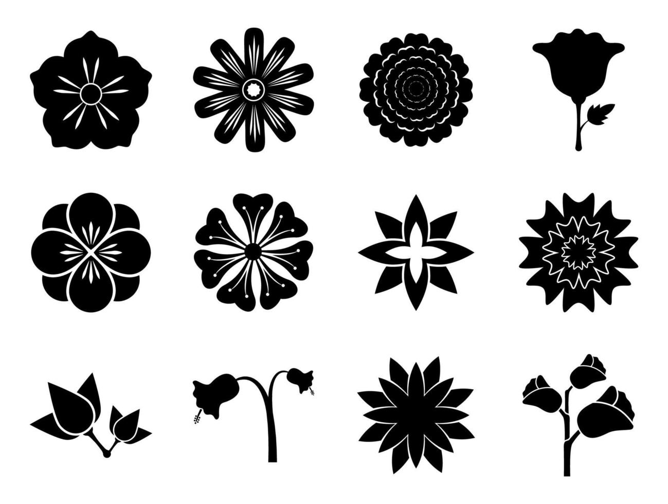 conjunto de iconos de flores - ilustración vectorial. vector