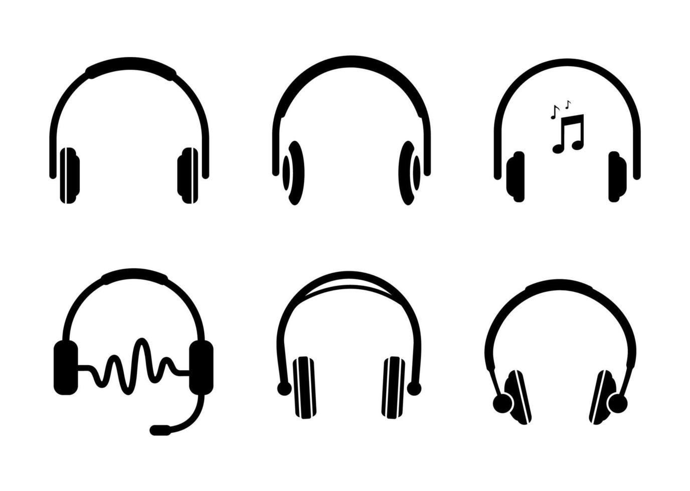 conjunto de iconos de auriculares - ilustración vectorial. vector