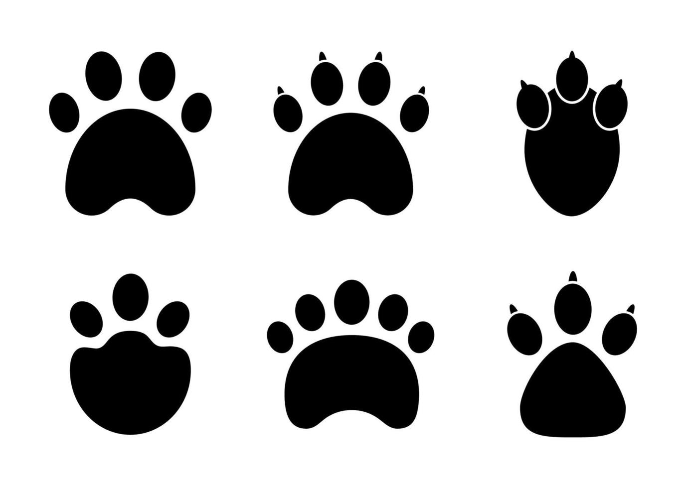 Conjunto de iconos de pata de animal - ilustración vectorial. vector