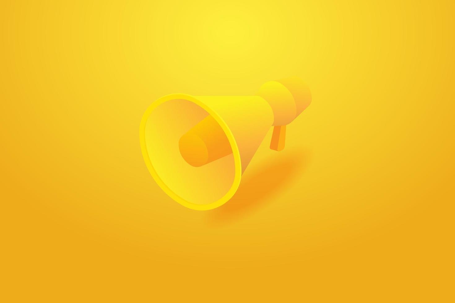 fondo amarillo y publicidad megáfono 3d vector