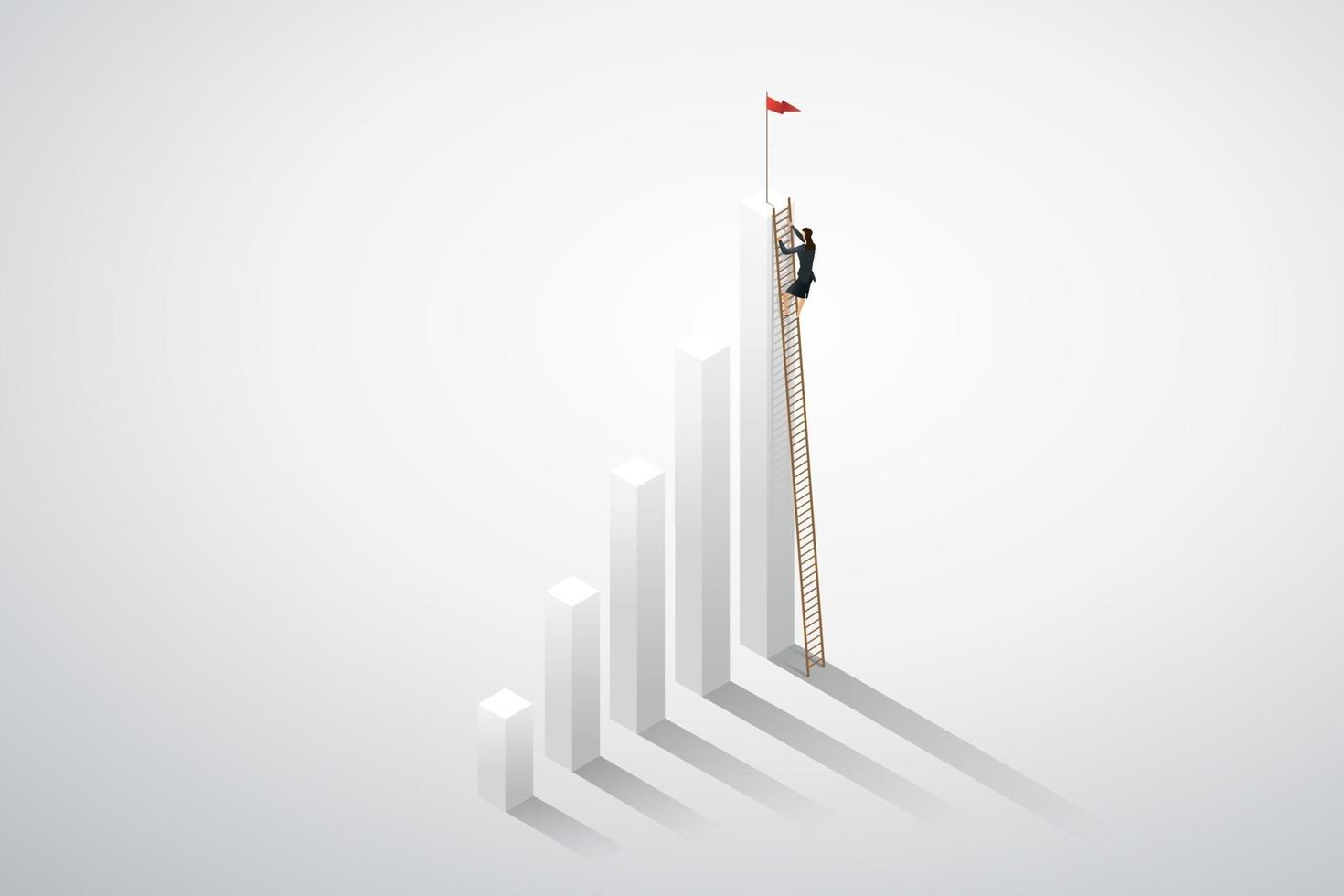 Businesswoman climbing ladder. vector
