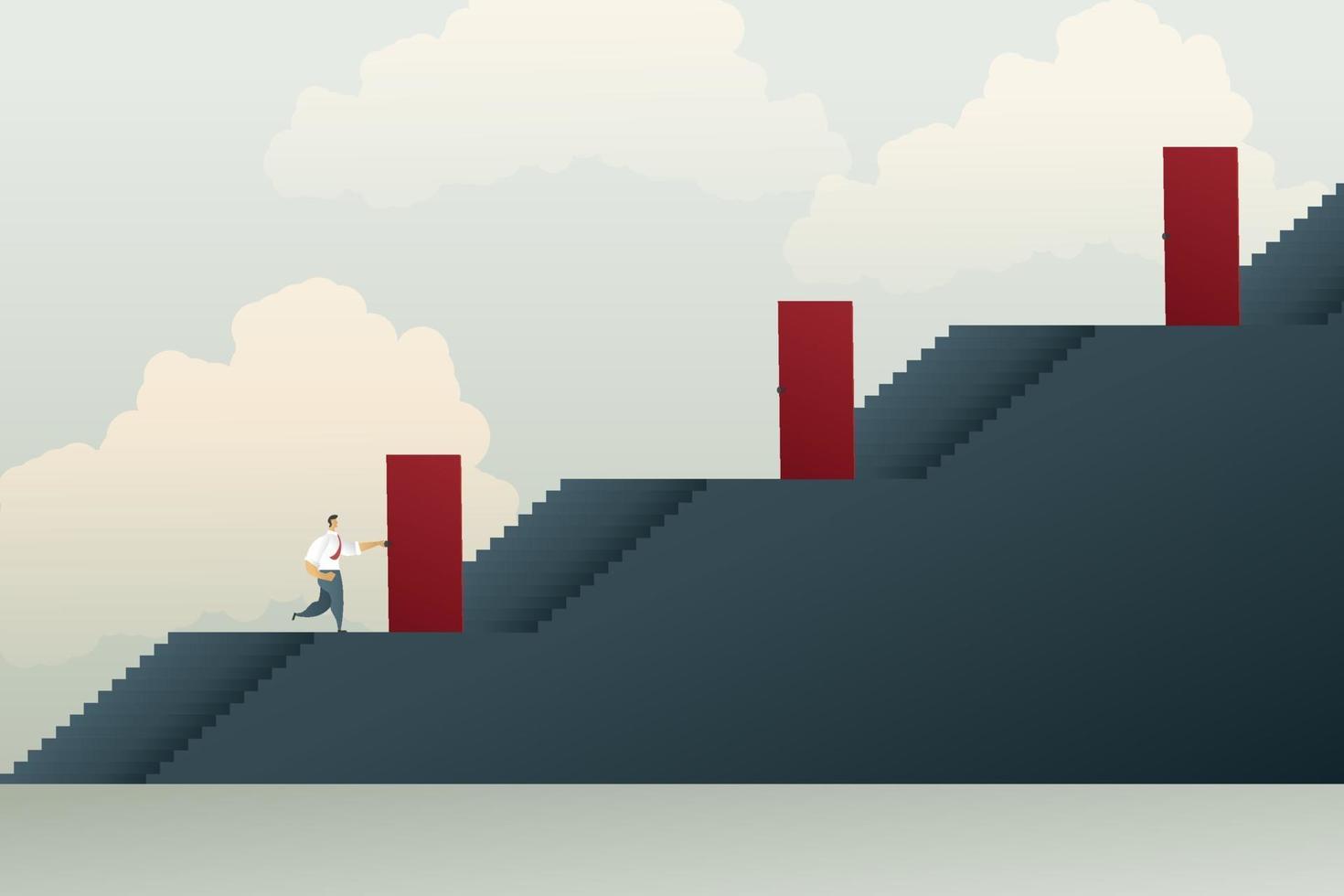 Businessman up each floor to ascend to goal and success vector