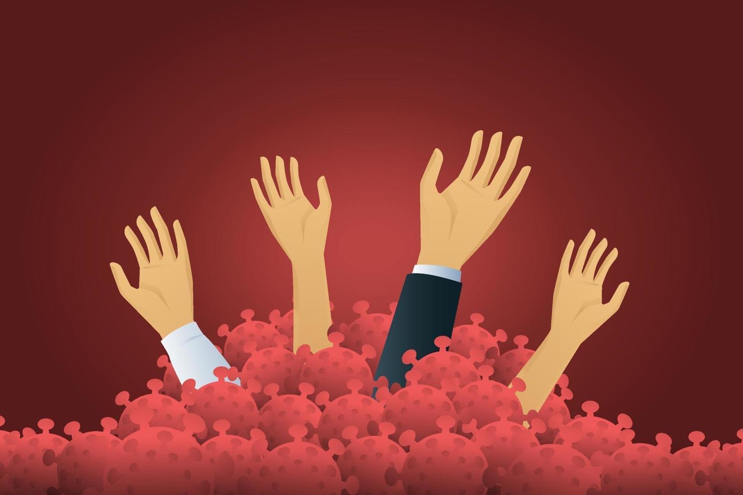 Businessman drowning in sea in economic crisis of Coronavirus. vector