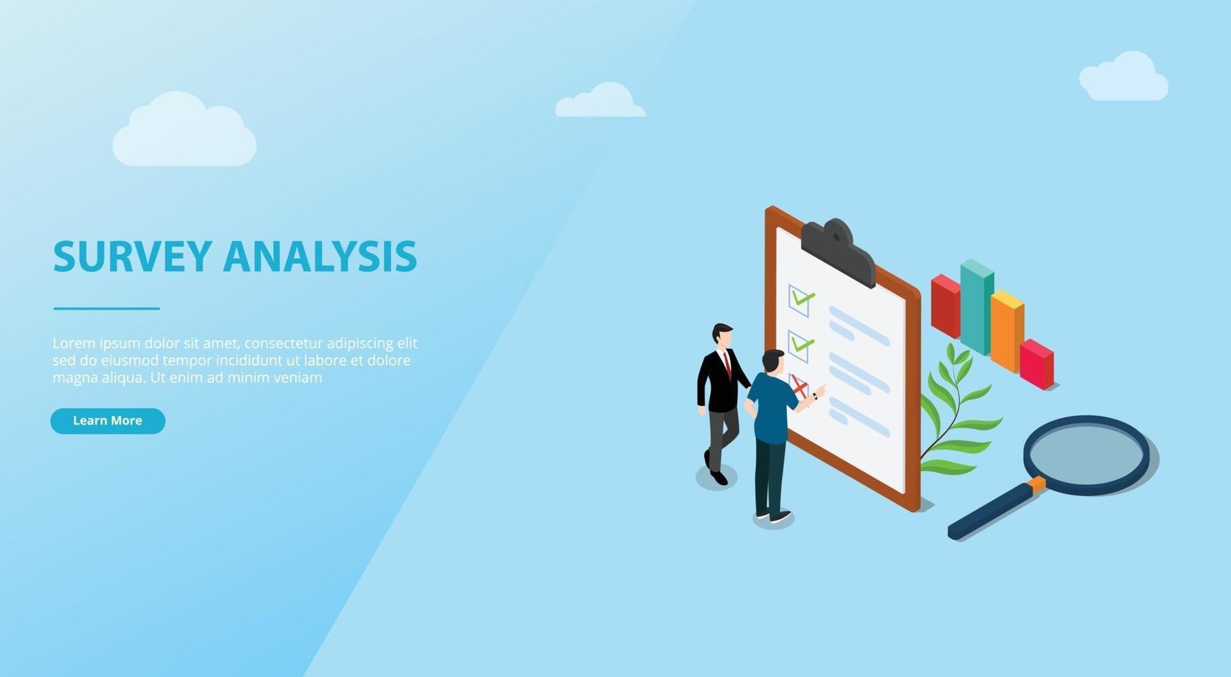 survey data analysis concept for website template banner space vector