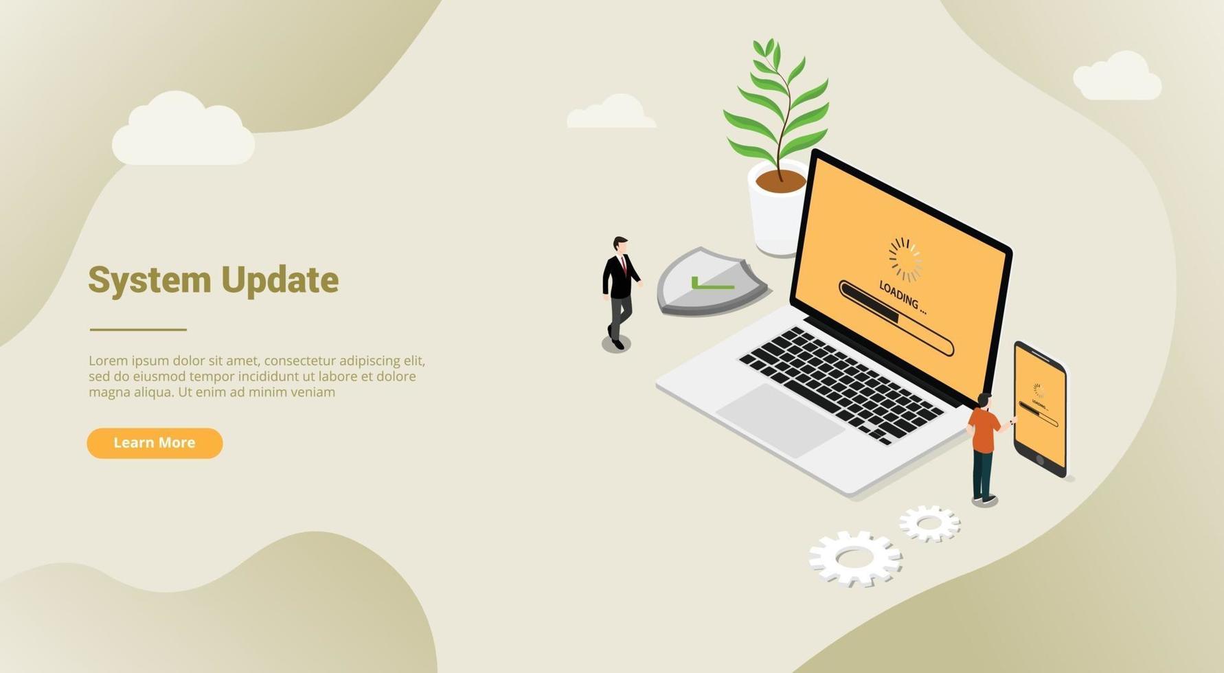 isometric 3d system update security patch concept with laptop vector