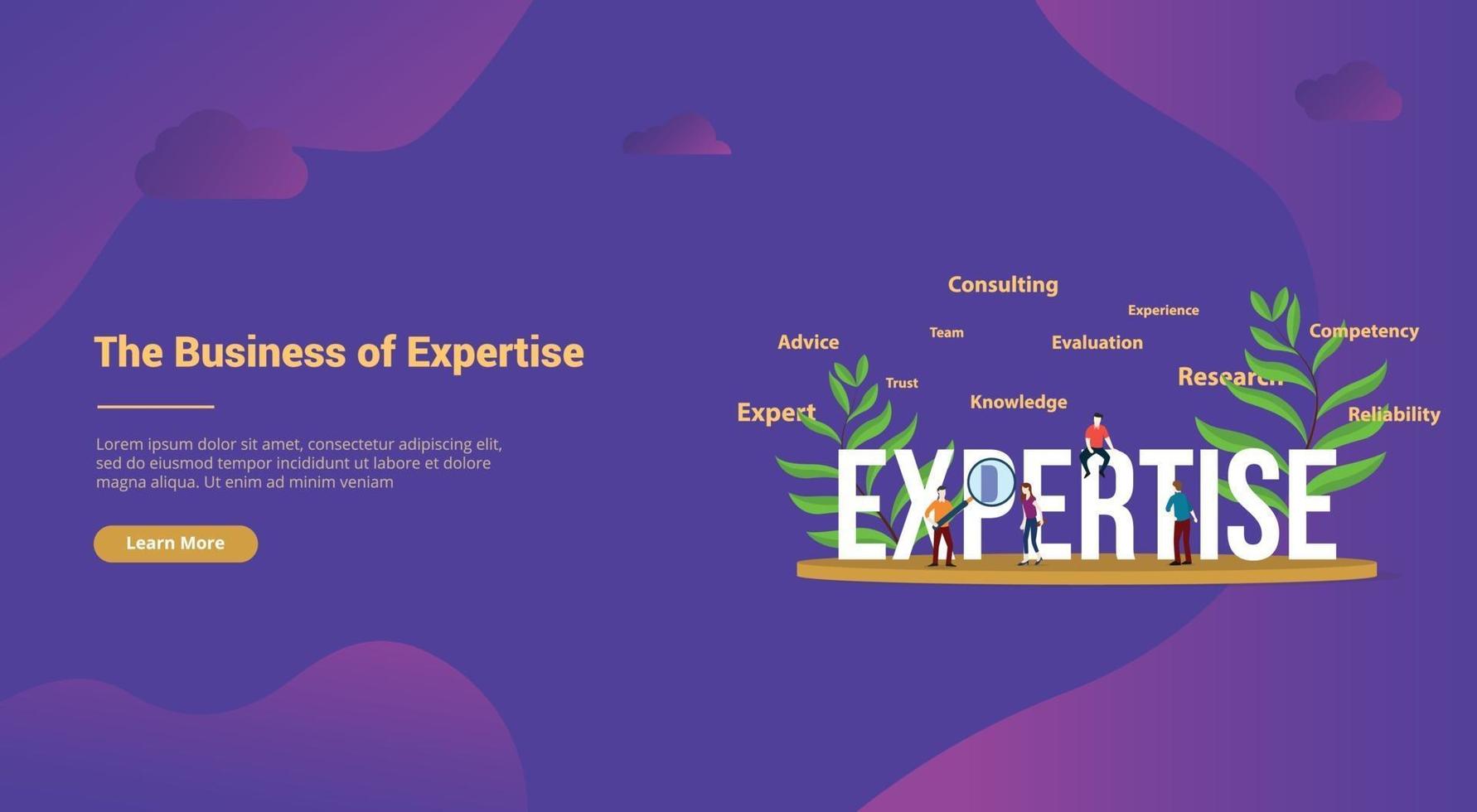 expertise concept with people team and big text for website template vector