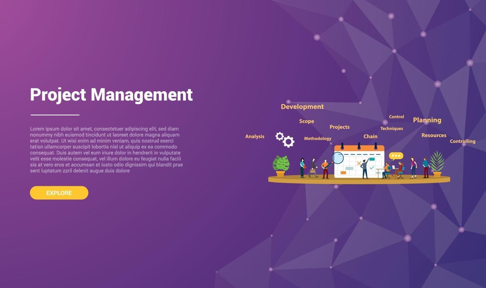 project management concept for website template vector