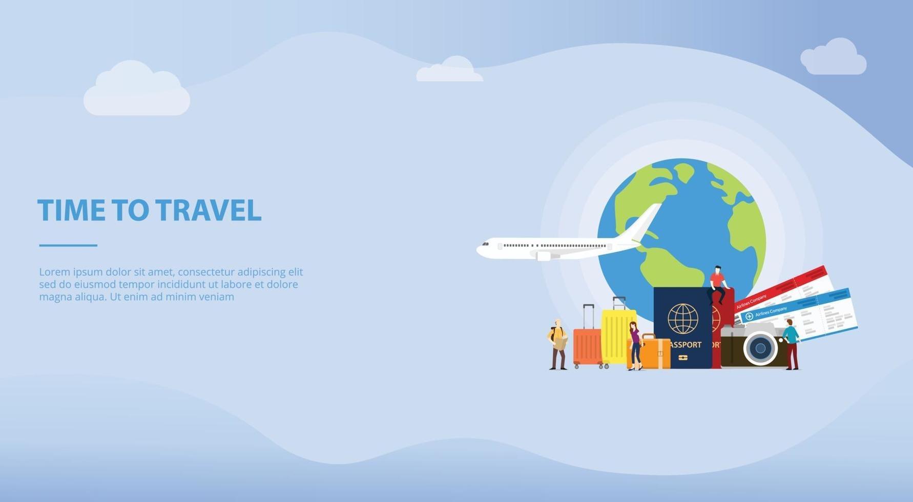 travelling or travel holiday concept with tourist and plane vector