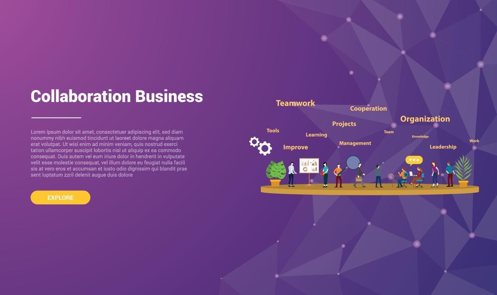 collaboration concept for website template vector
