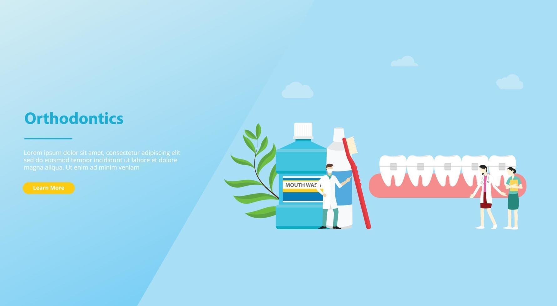 orthodontics dentist concept with team doctor and nurse people teeth vector