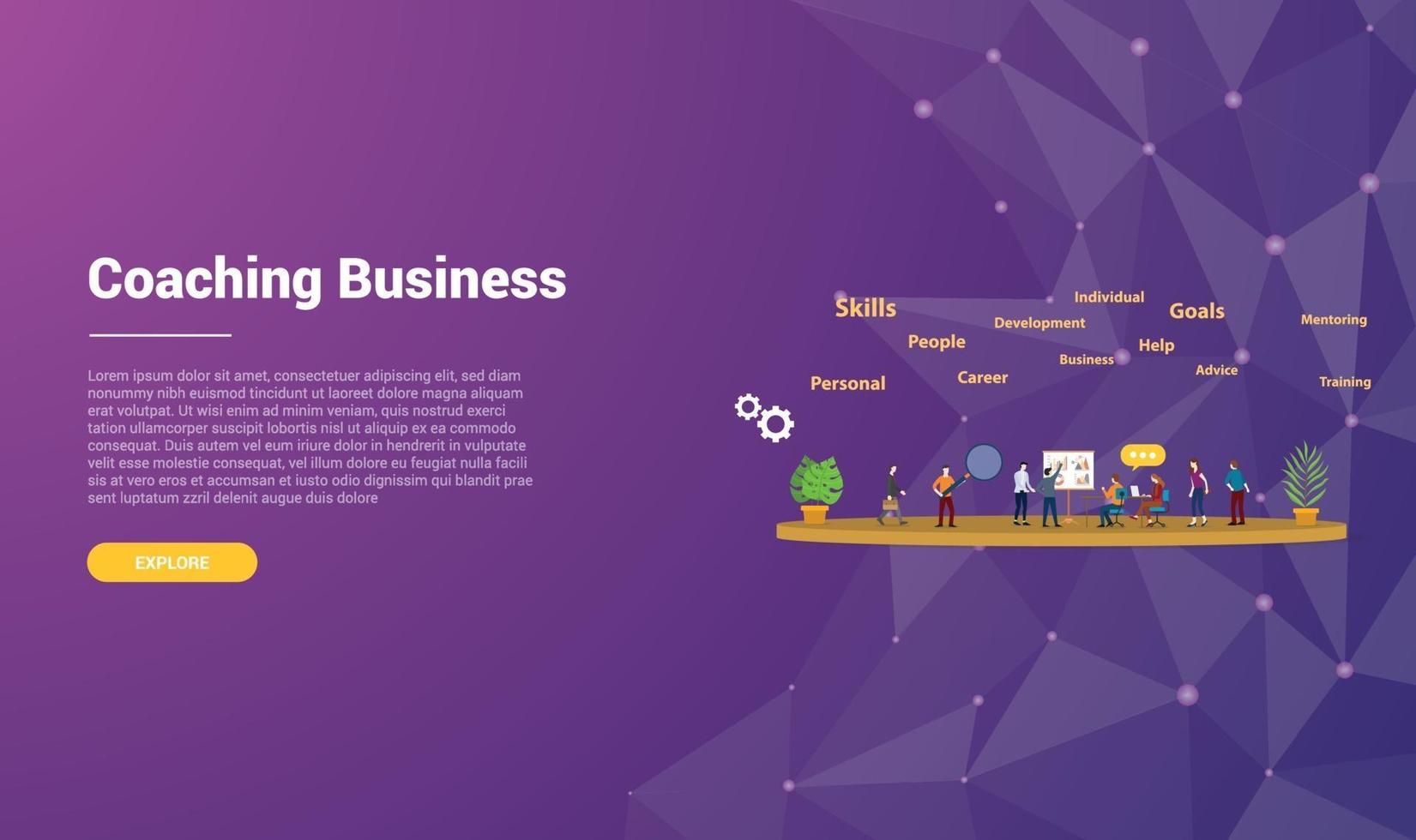 coaching concept for website template landing homepage banner vector
