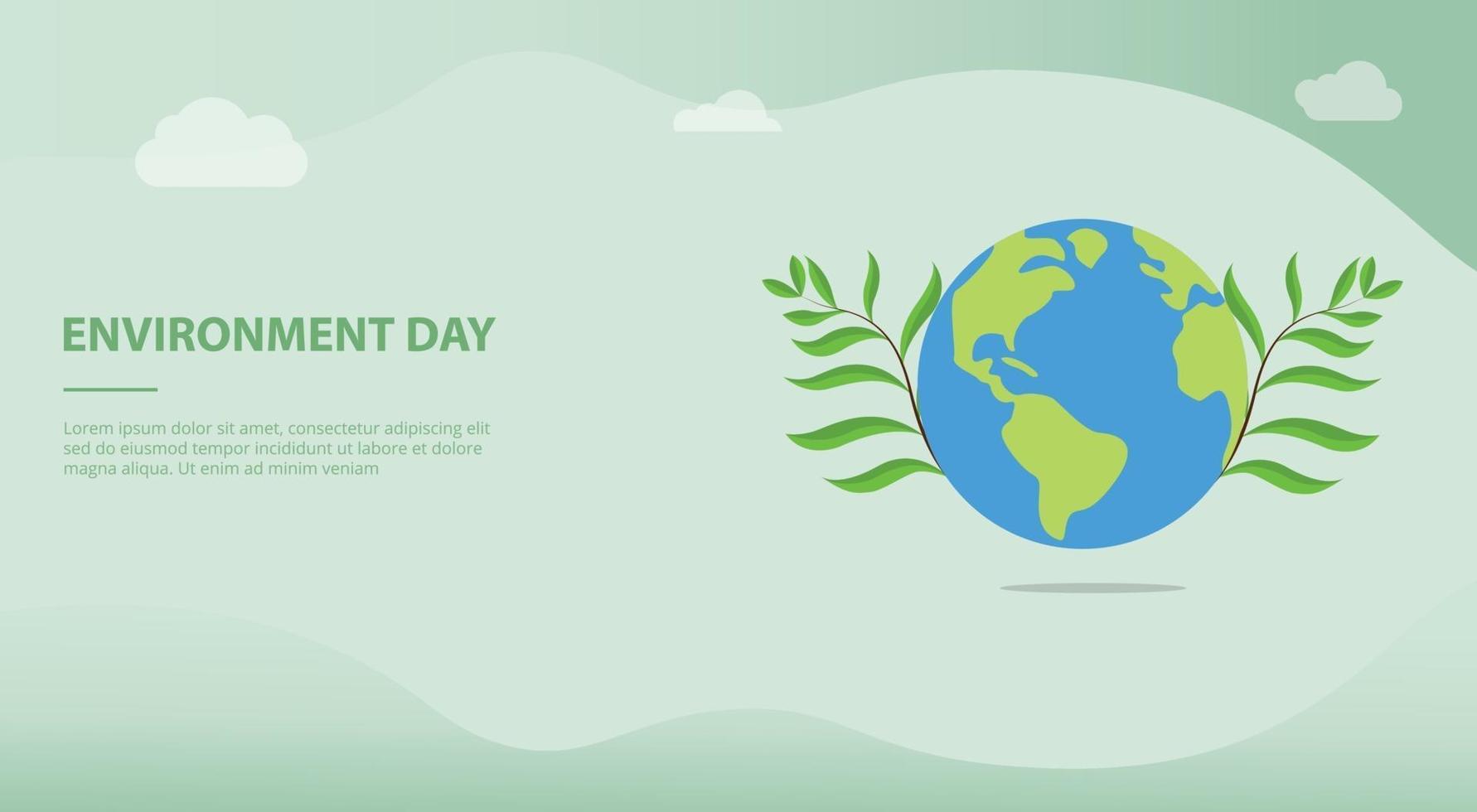 environment day concept with big earth and green plant with team vector