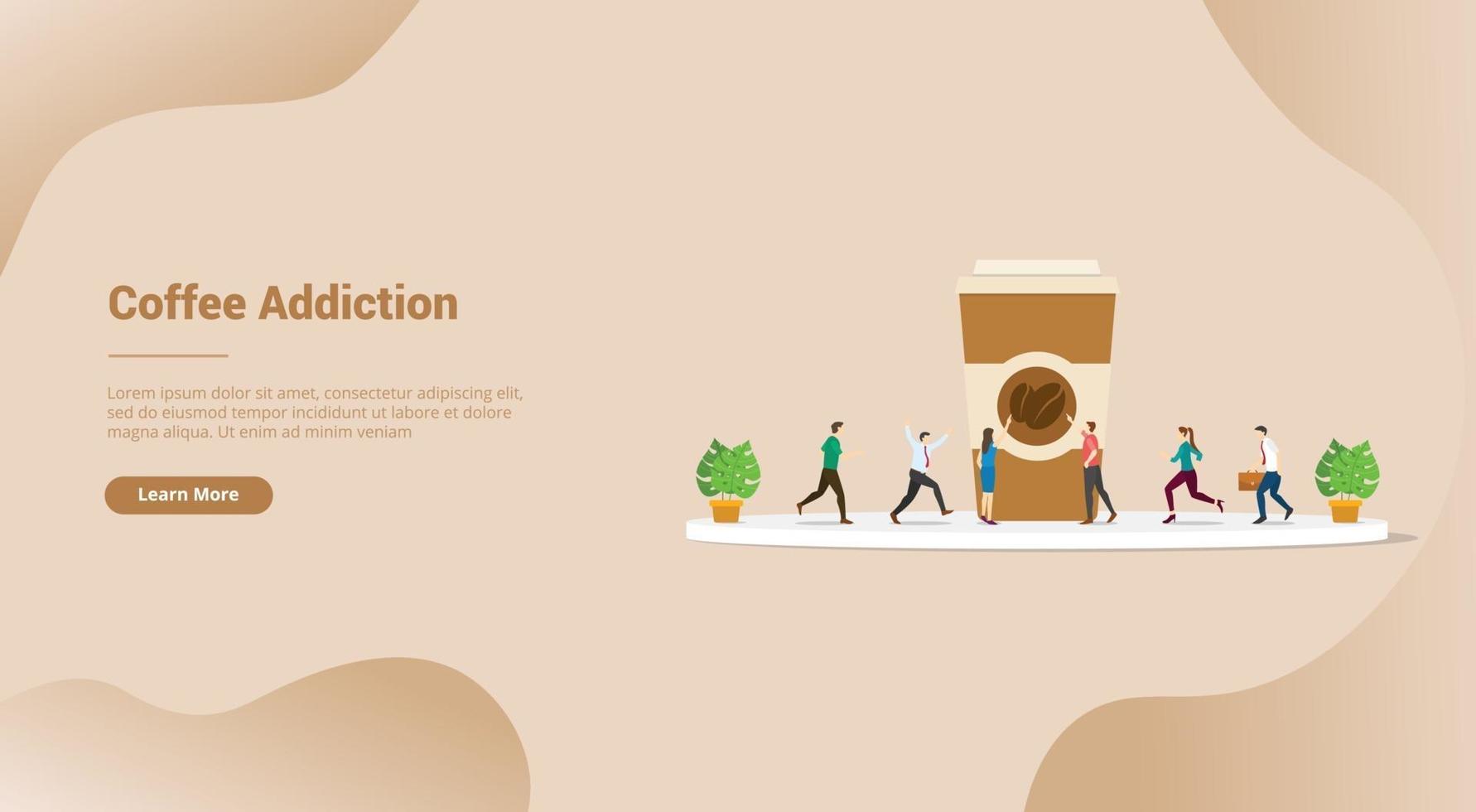 coffee lover or addiction for website template vector