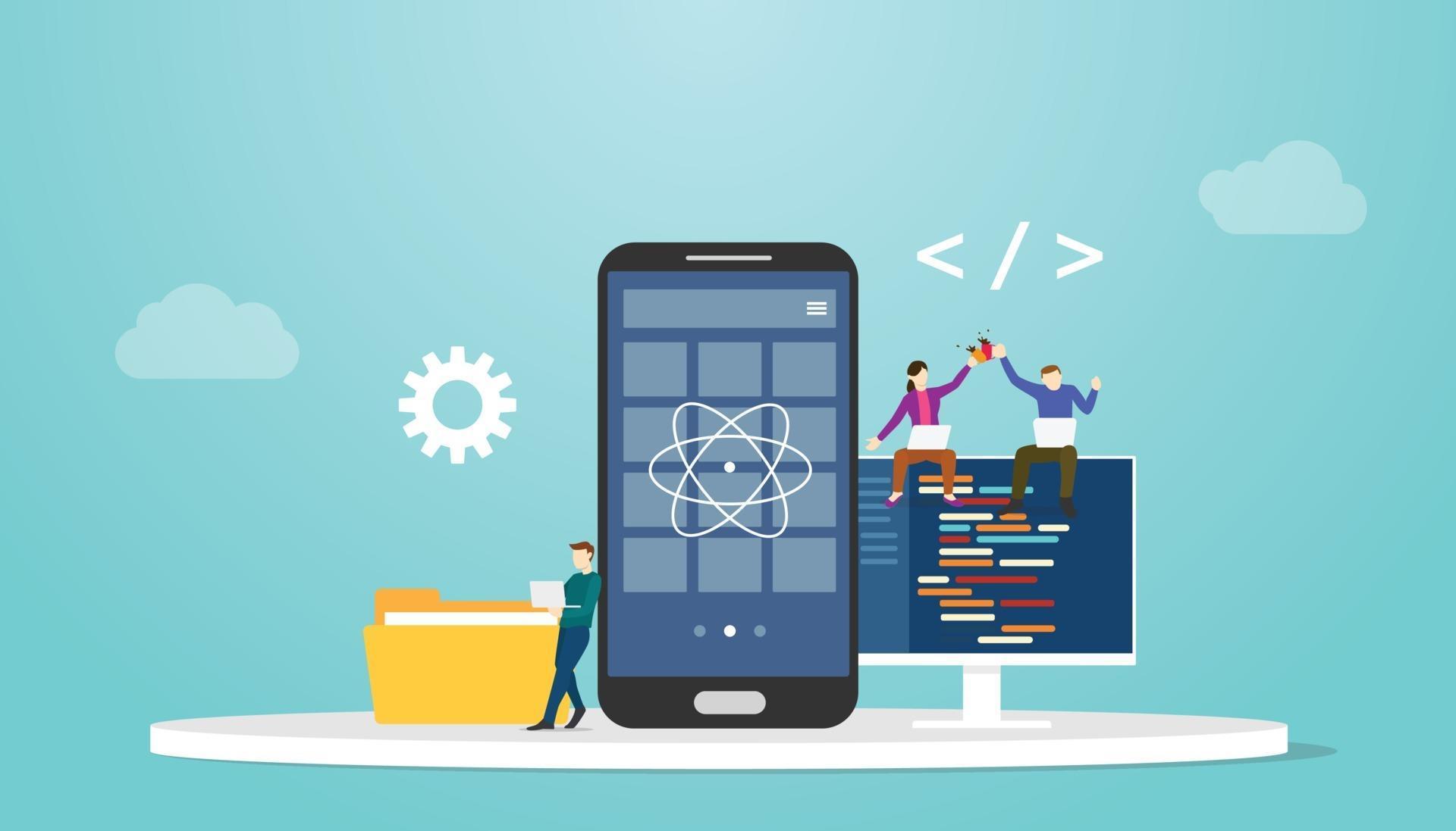 react native mobile apps development concept 3250985 Vector Art at Vecteezy
