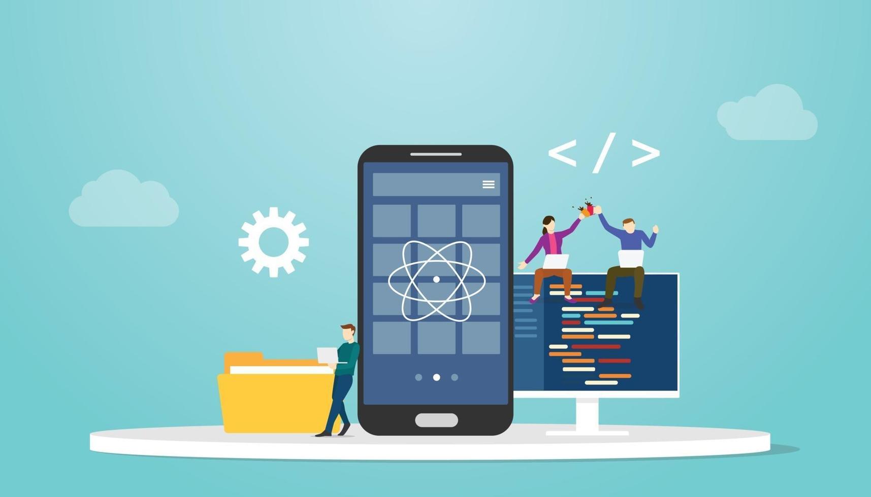 react native mobile apps development concept vector