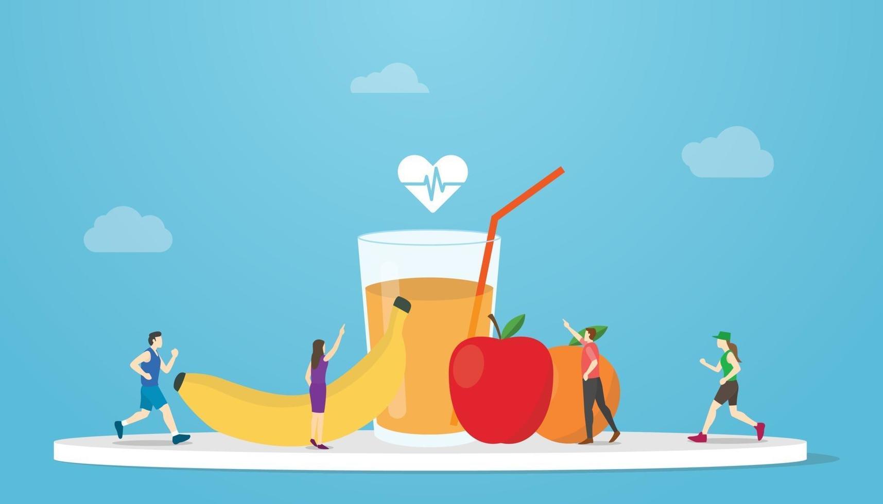 healthy organic diet concept with fruit and juice vector