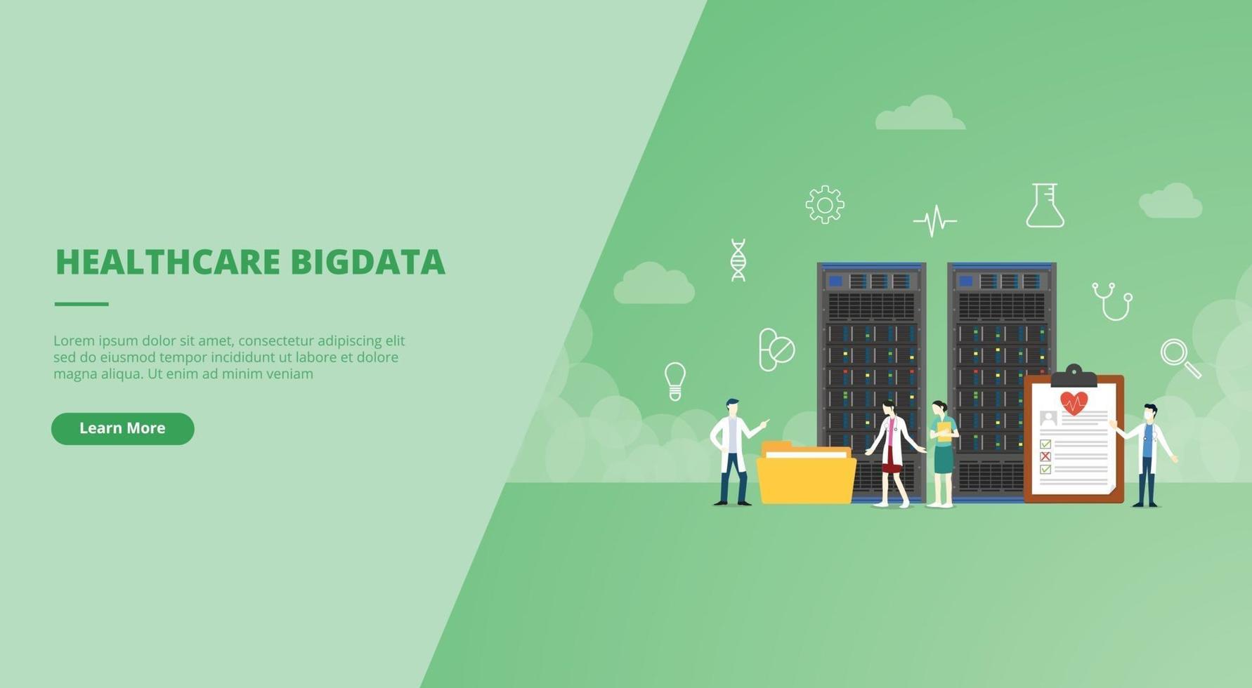 healthcare bigdata medical concept with server and doctor vector