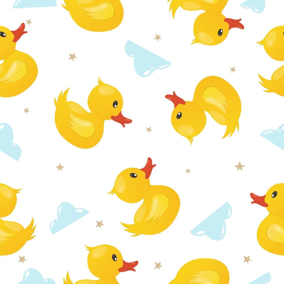 small yellow duck cute kawaii with modern flat style vector