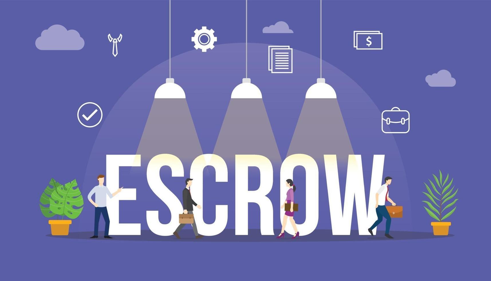 escrow account concept with people and related icon vector