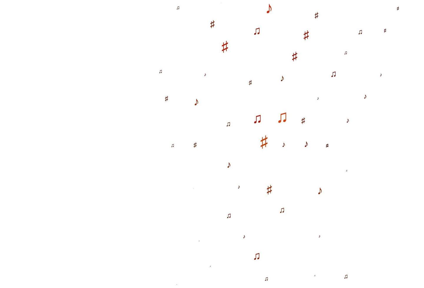 textura de vector naranja claro con notas musicales.