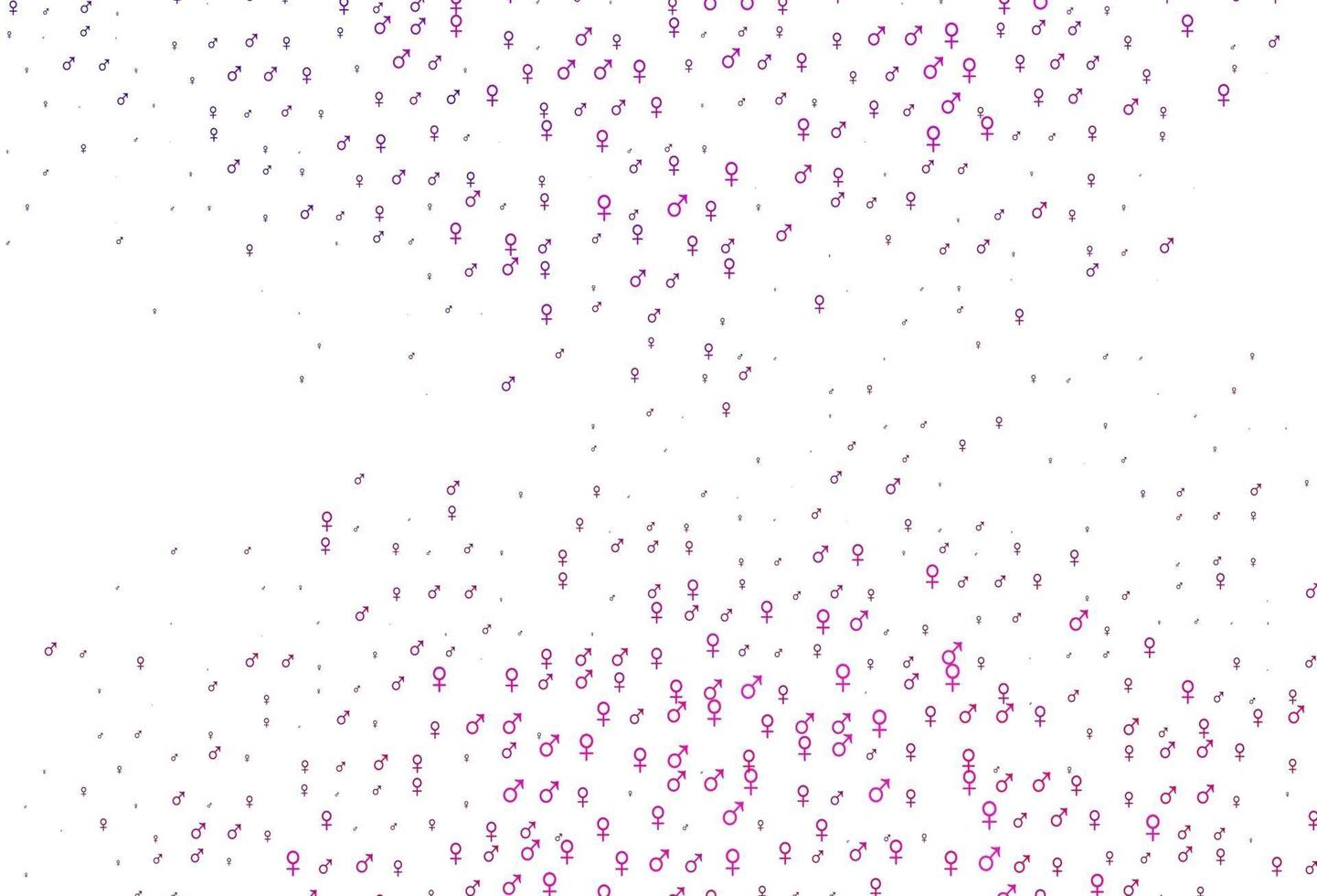 textura de vector rosa claro con iconos masculinos y femeninos.
