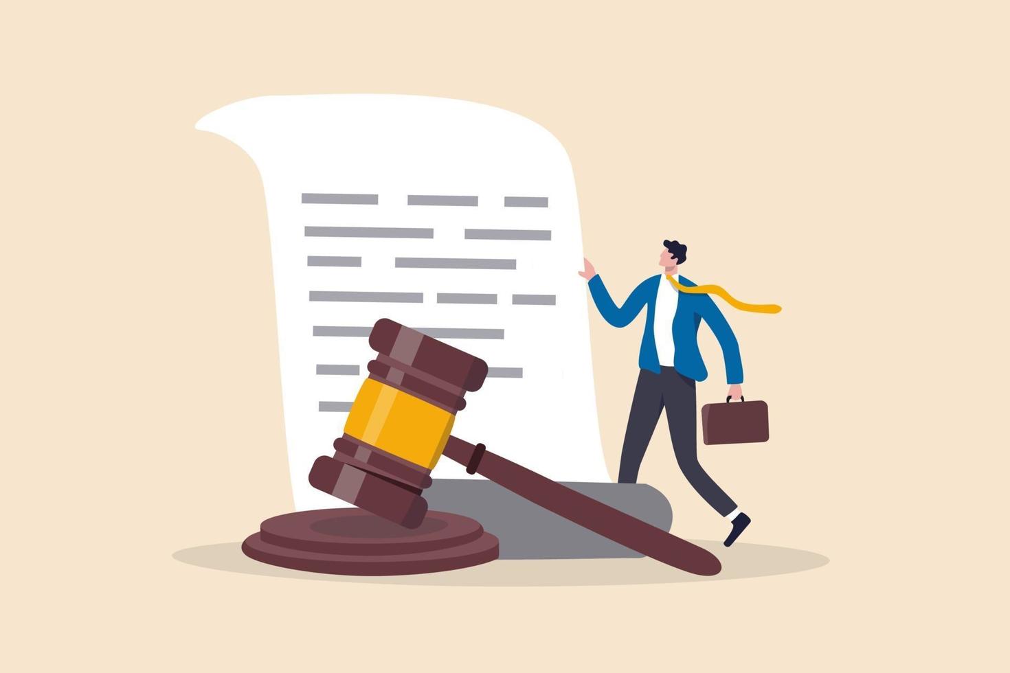 Legal document, attorney or court professional office, law. vector