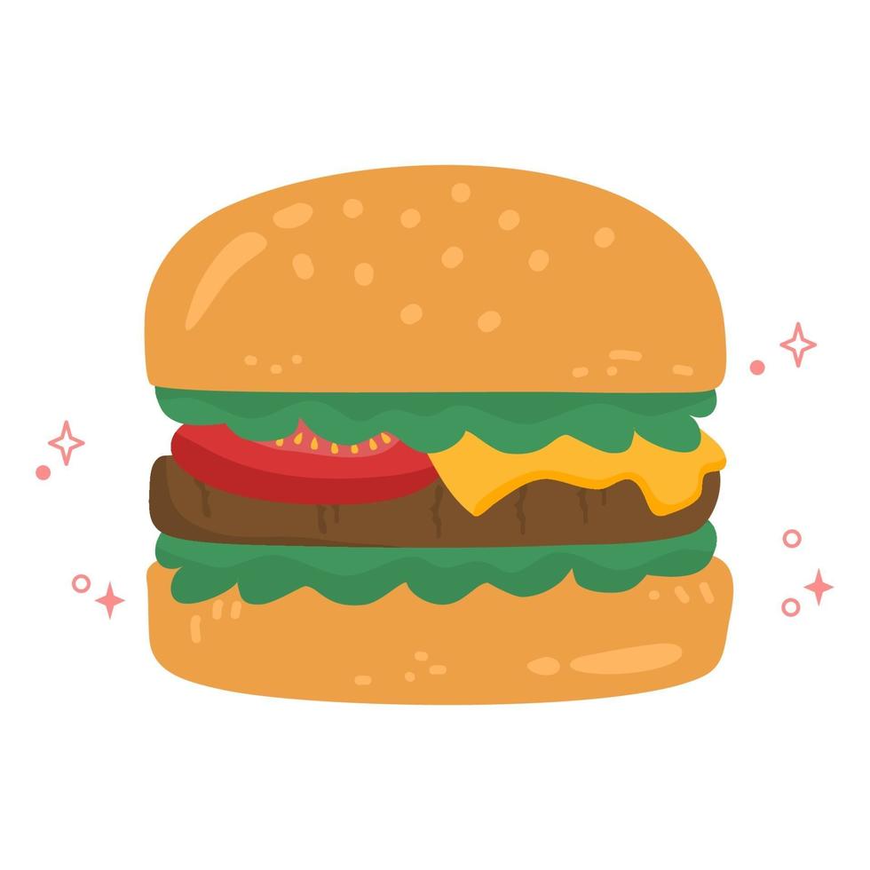 ilustración de icono de dibujos animados de hamburguesa de queso vector