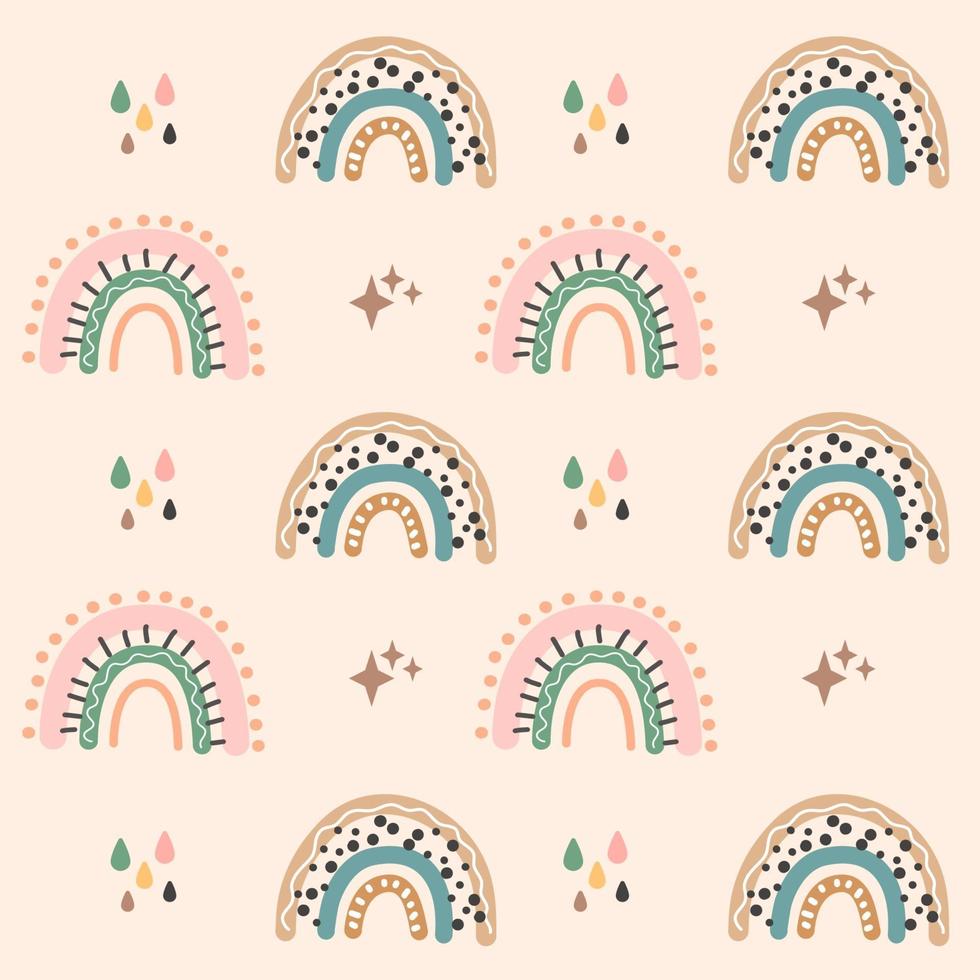 Hand drawn rainbow pattern design vector
