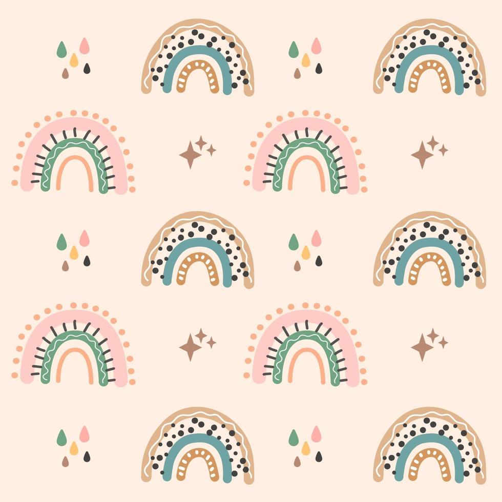 Hand drawn rainbow pattern design vector