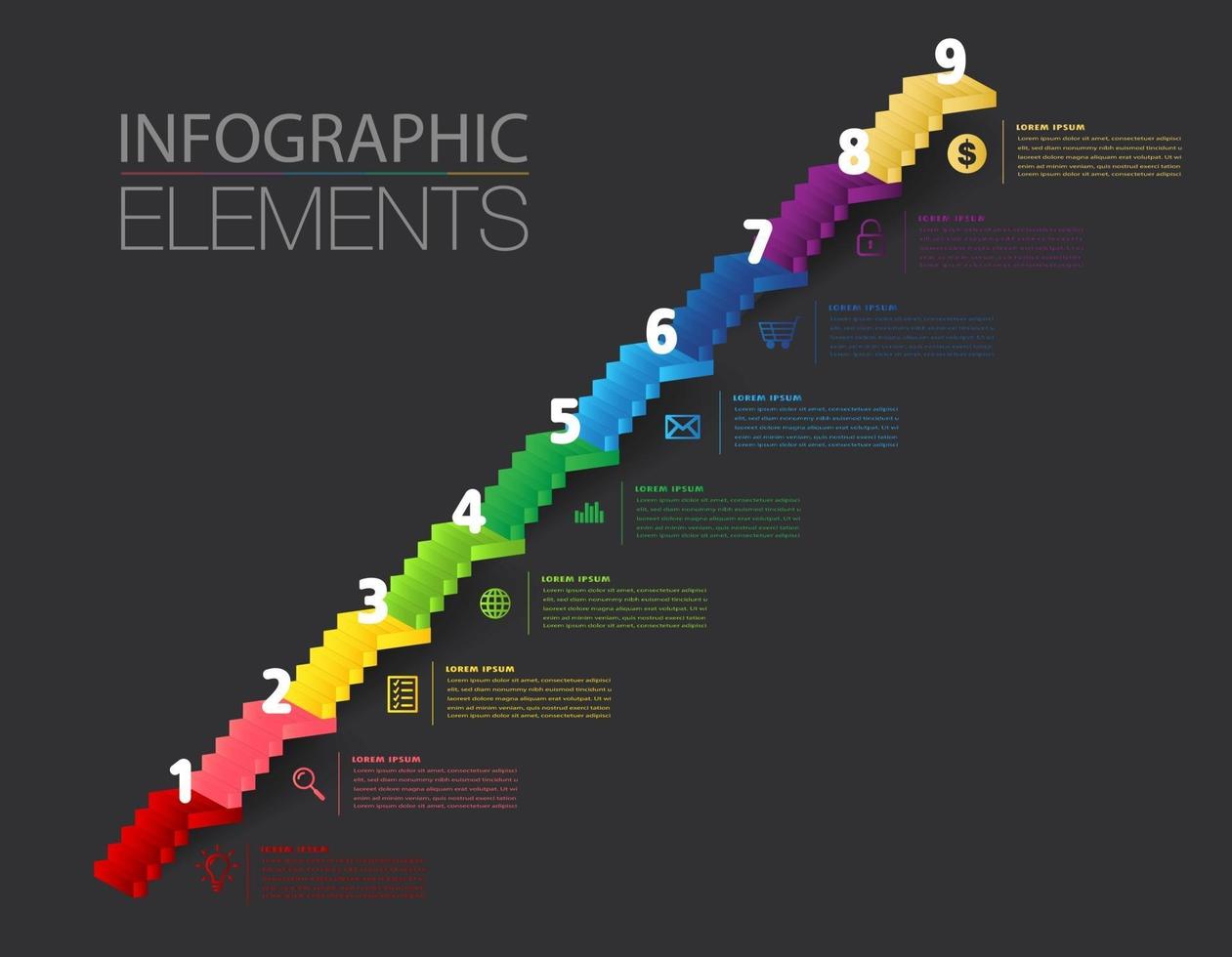 step up of business successful concept. stair infographic vector