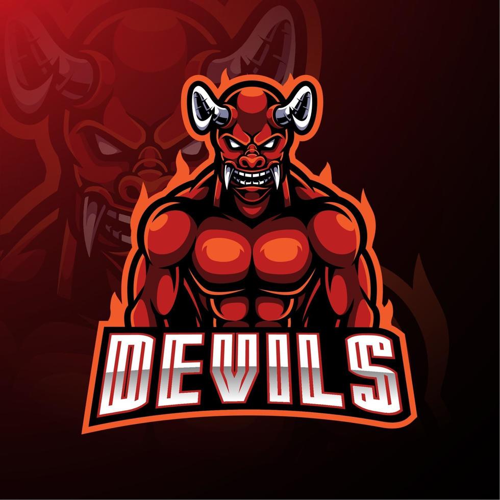 Red devil esport mascot logo design vector